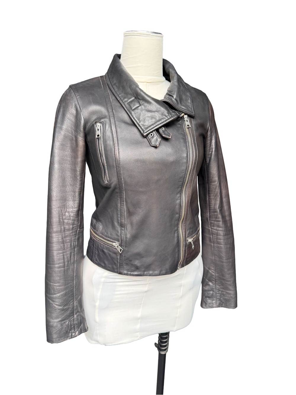 AllSaintS Genuine Leather Moto Jacket Size 4 Black